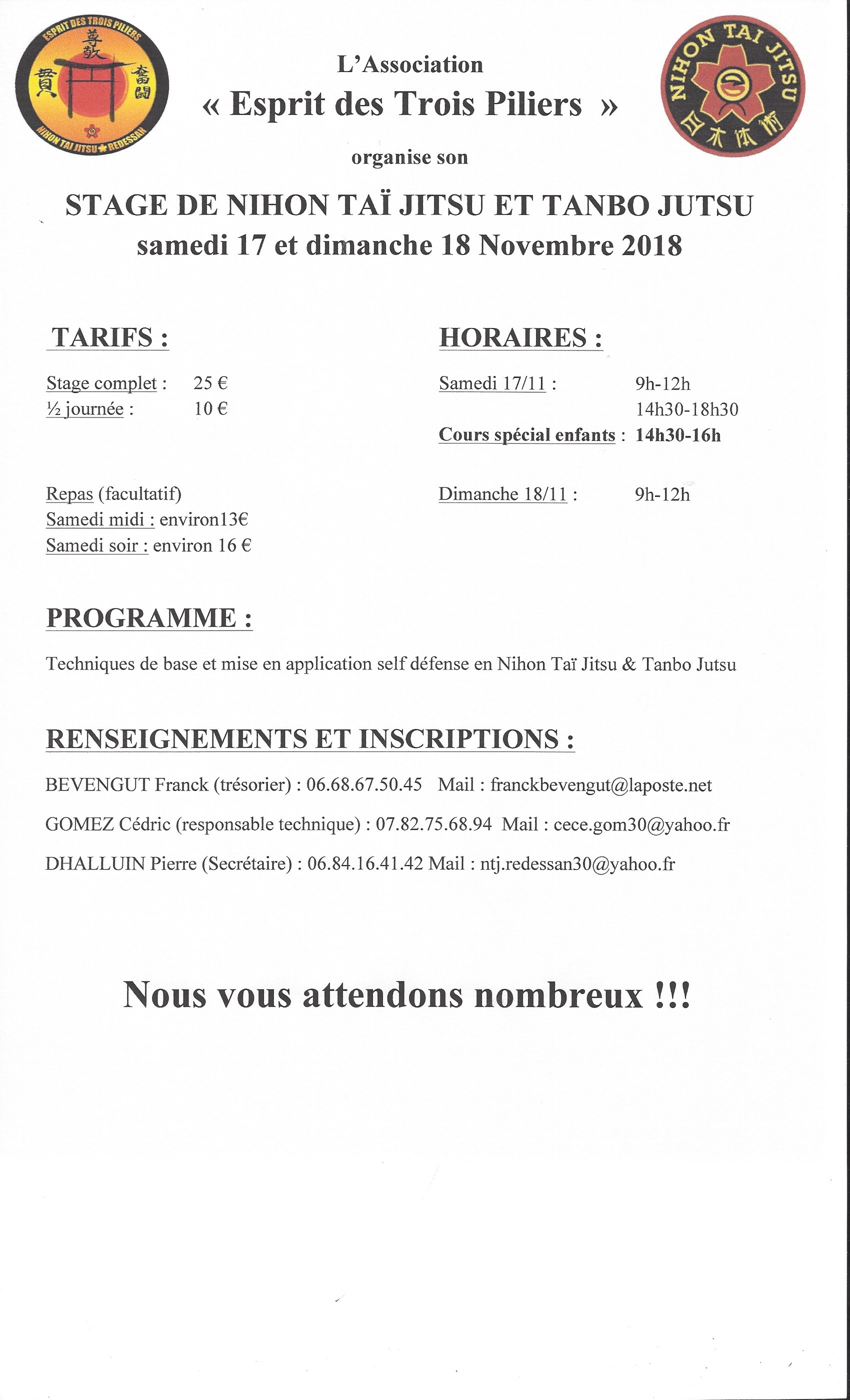 Informations pour le stage